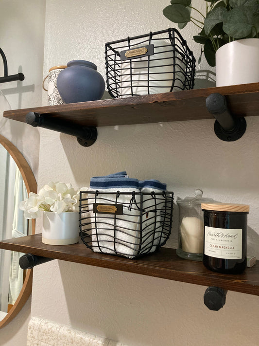 Pipe Shelves Decorated